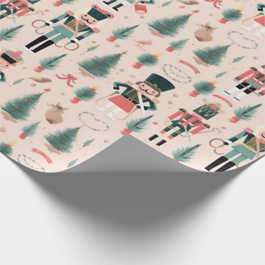 Nutcracker Pink Minze Weihnachten Geschenkpapier (Ecke)