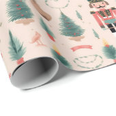 Nutcracker Pink Minze Weihnachten Geschenkpapier (Rolleneckpunkt)
