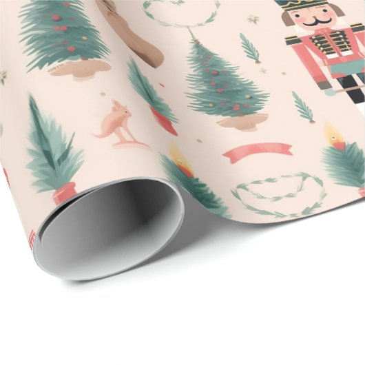 Nutcracker Pink Minze Weihnachten Geschenkpapier (Rolleneckpunkt)