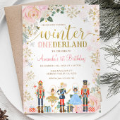 Nutcracker Pink Snowflakes Onederland Geburtstag Einladung