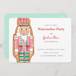 Nutcracker pink & türkis Winterschneeurlaub Einladung