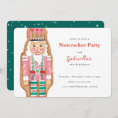 Nutcracker pink & türkis Winterschneeurlaub im Win Einladung (Vorne/Hinten)
