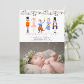 Nutcracker Pink Weihnachten 1. Geburtstag Foto Einladung (Stehend Vorderseite)