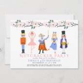 Nutcracker Pink Weihnachten Blumenmädchen Geburtst Einladung (Vorderseite)