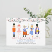 Nutcracker Pink Weihnachten Blumenmädchen Geburtst Einladung (Stehend Vorderseite)