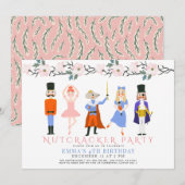 Nutcracker Pink Weihnachten Blumenmädchen Geburtst Einladung (Vorne/Hinten)