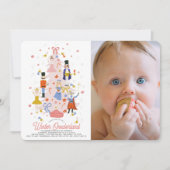 Nutcracker Pink Weihnachtsbaum 1. Geburtstag Foto Einladung (Vorderseite)