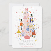 Nutcracker Pink Weihnachtsbaum Feiertagskarte (Vorderseite)