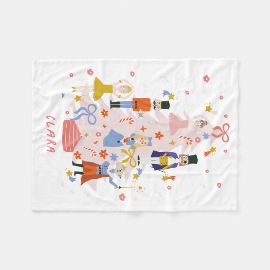 Nutcracker Pink Weihnachtsbaum Fleecedecke (Vorderseite (Horizontal))