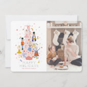 Nutcracker Pink Weihnachtsbaum Foto Weihnachtskart Feiertagskarte (Vorderseite)