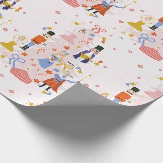 Nutcracker Pink Weihnachtsbaum Urlaub Geschenkpapier (Ecke)