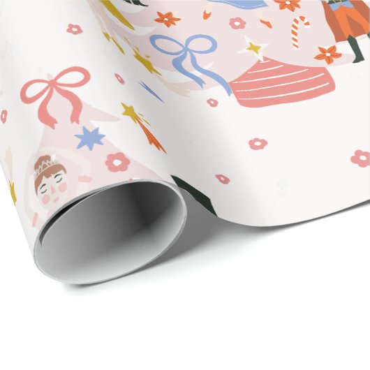 Nutcracker Pink Weihnachtsbaum Urlaub Geschenkpapier (Rolleneckpunkt)