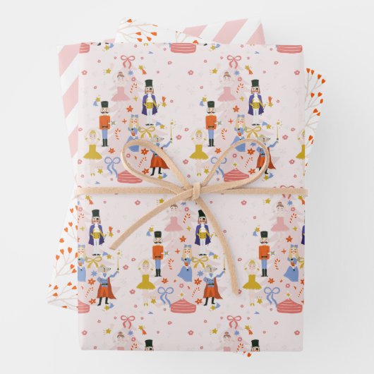 Nutcracker Pink Weihnachtsbaum Urlaub Geschenkpapier Set (Beispiel)