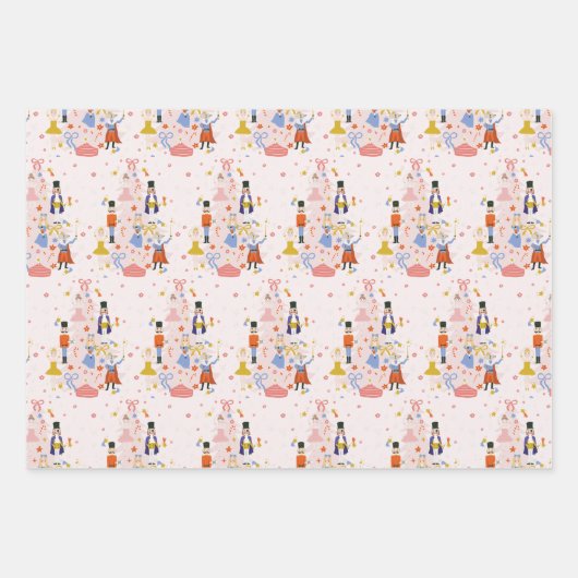 Nutcracker Pink Weihnachtsbaum Urlaub Geschenkpapier Set (Vorderseite)