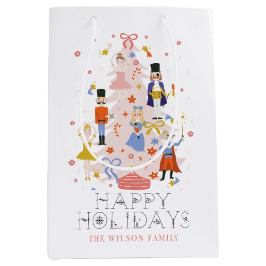 Nutcracker Pink Weihnachtsbaum Urlaub Mittlere Geschenktüte (Vorderseite)