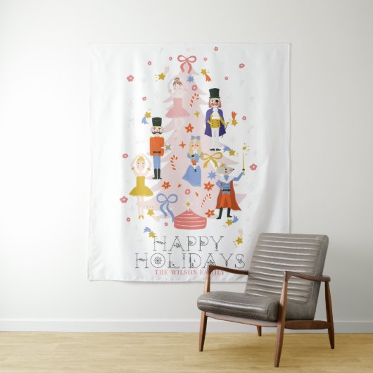 Nutcracker Pink Weihnachtsbaum Urlaub Wandteppich (Beispiel)