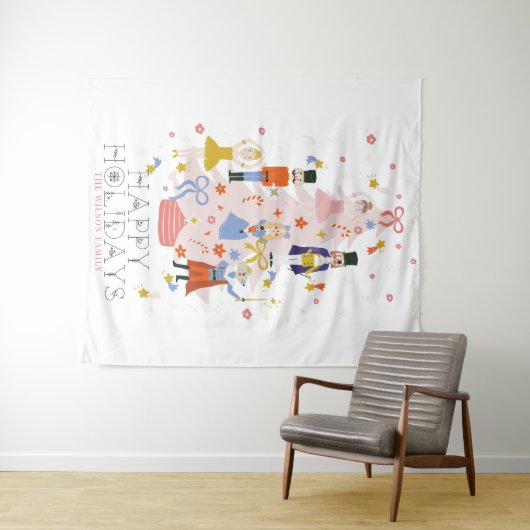 Nutcracker Pink Weihnachtsbaum Urlaub Wandteppich (Beispiel (Horizontal))