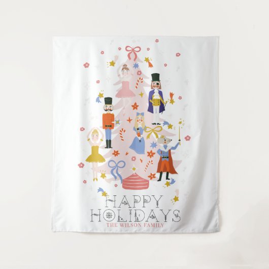 Nutcracker Pink Weihnachtsbaum Urlaub Wandteppich (Vorderseite)