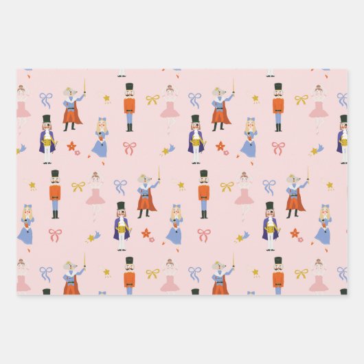Nutcracker Pink Weihnachtsfest Geschenkpapier Set (Vorderseite)