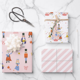Nutcracker Pink Weihnachtsfest Geschenkpapier Set
