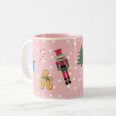 Nutcracker Pink Weihnachtskunstmalerei Tasse (Vorderseite Links)