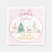 Nutcracker Pink Winter Onederland Birthday Serviette (Vorderseite)