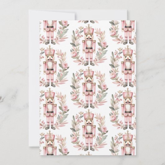 Nutcracker Pink Wreath Weihnachtsfeier Einladung (Rückseite)