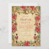 Nutcracker Poinsettia Weihnachten Einladung (Vorderseite)