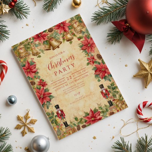 Nutcracker Poinsettia Weihnachten Einladung