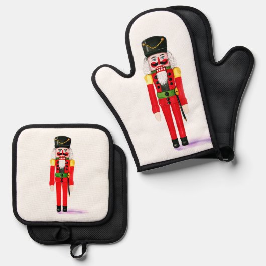 Nutcracker Pot Holder Ofenhandschuh & Topflappen-Set (Vorderseite/Rückseite)
