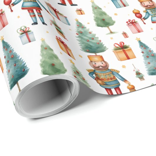 Nutcracker Presents & Christmas Greenery Geschenkpapier (Rolleneckpunkt)