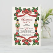 Nutcracker Red Bogen Weihnachten Party Einladung (Stehend Vorderseite)