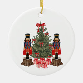 Nutcracker Red Bow Weihnachtsbaum Lights Holiday Keramik Ornament