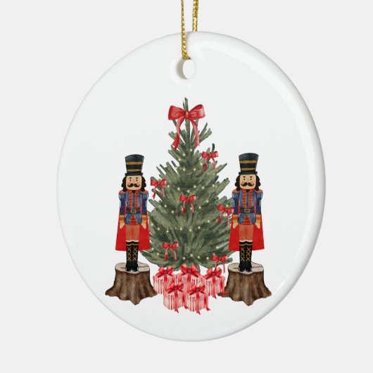 Nutcracker Red Bow Weihnachtsbaum Lights Holiday Keramik Ornament (Links)