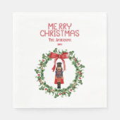 Nutcracker & Red Bow Weihnachtsbuch Napkins Party Serviette (Vorderseite)