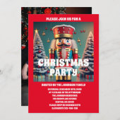 Nutcracker Red Christmas Party Foto Einladung (Vorne/Hinten)
