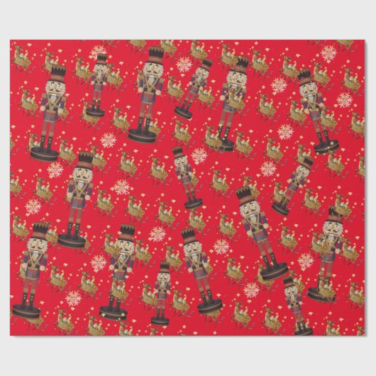 Nutcracker Red Classic Muster Geschenkpapier (Flach)
