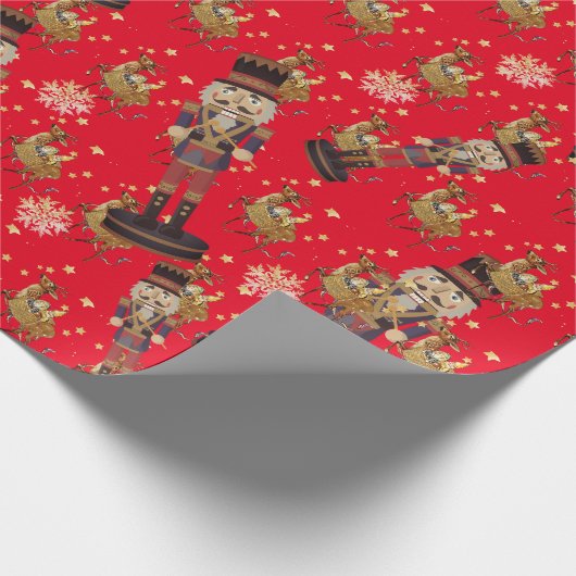 Nutcracker Red Classic Muster Geschenkpapier (Ecke)
