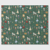 Nutcracker Red Gold Ballerina Geburtstagsparty Geschenkpapier (Flach)