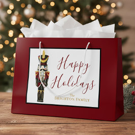 Nutcracker Red Happy Holidays Classic Christmas Große Geschenktüte