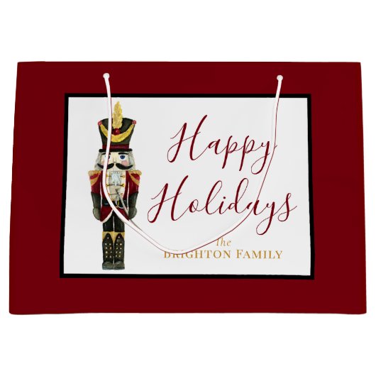 Nutcracker Red Happy Holidays Classic Christmas  Große Geschenktüte (Vorderseite)