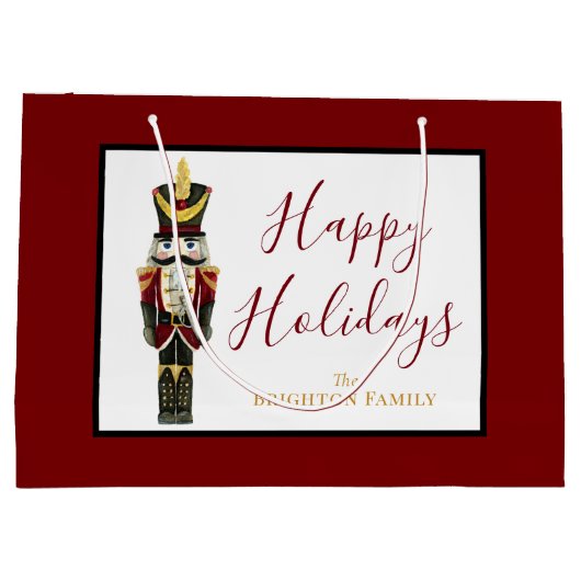 Nutcracker Red Happy Holidays Classic Christmas  Große Geschenktüte (Rückseite)