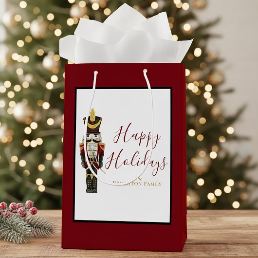 Nutcracker Red Happy Holidays Classic Christmas Mittlere Geschenktüte