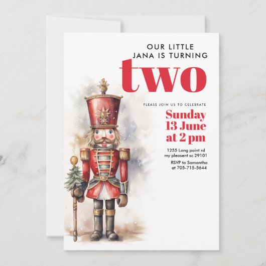 Nutcracker Red Magic Birthday Einladung (Vorderseite)