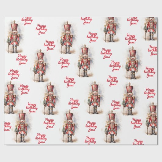 Nutcracker Red Magic Birthday Geschenkpapier (Flach)