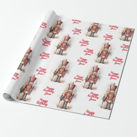 Nutcracker Red Magic Birthday Geschenkpapier (Ungerollt)