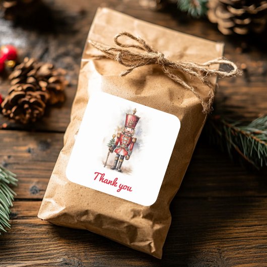 Nutcracker Red Magic Geburtstag Danke Quadratischer Aufkleber