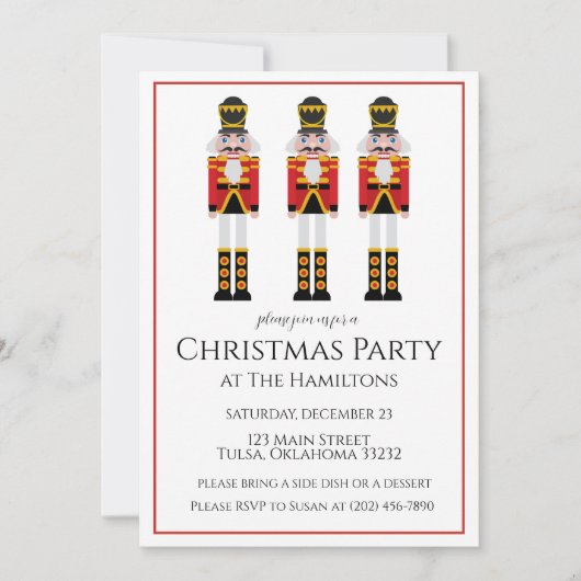 Nutcracker Red Strip Weihnachtsfeier Party Einladu Einladung (Vorderseite)
