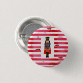 Nutcracker & Red Stripes Weihnachtsfest Button (Vorne & Hinten)