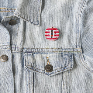 Nutcracker & Red Stripes Weihnachtsfest Button